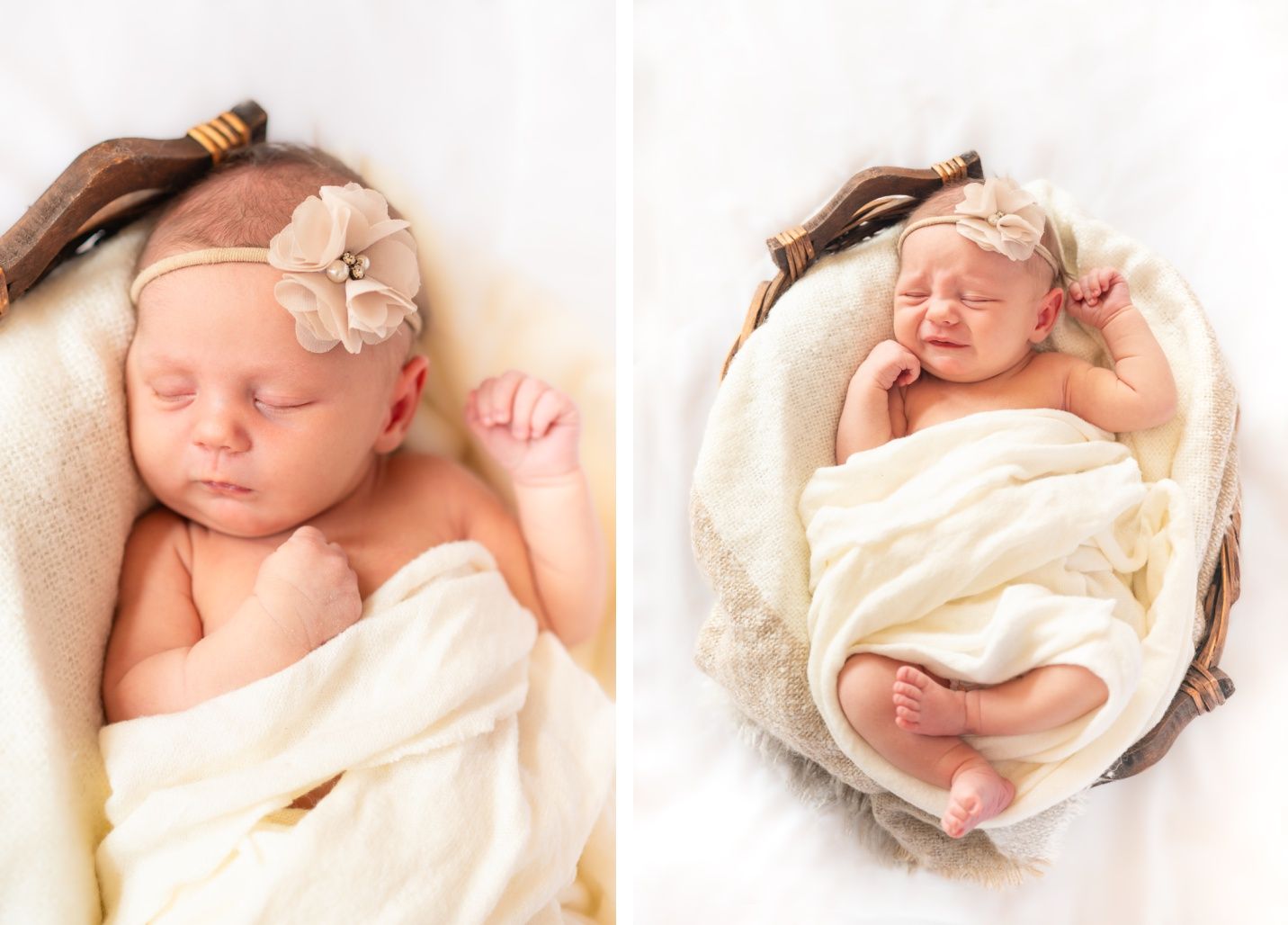 Newborn baby girl in Natural Light Studio by Bartlesville newborn and family photographer Kristi Bray Photography