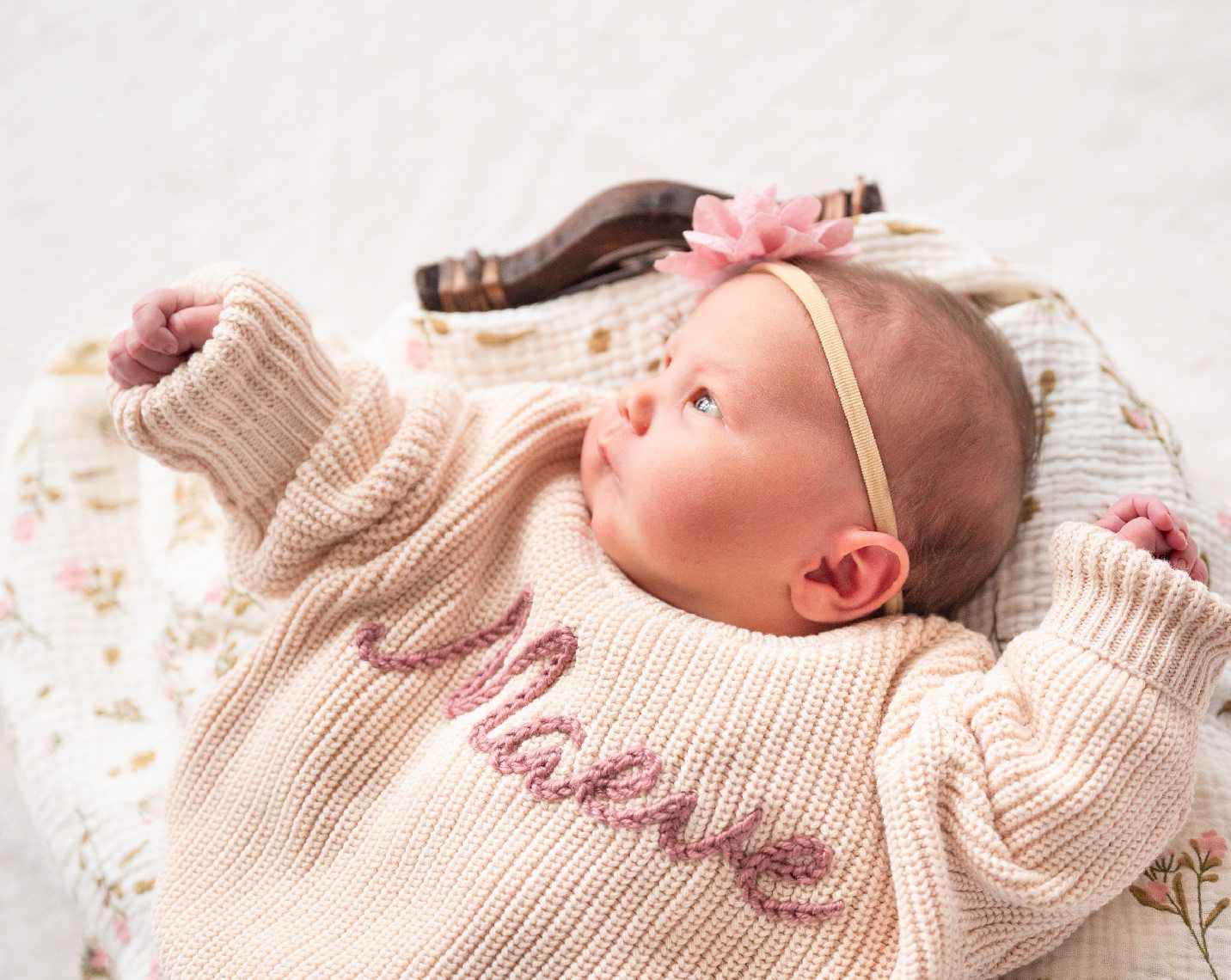 Newborn baby girl in Natural Light Studio by Bartlesville newborn and family photographer Kristi Bray Photography