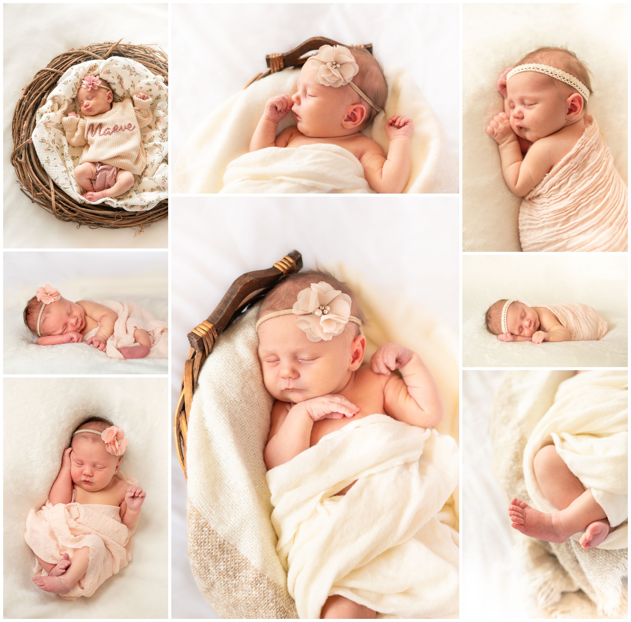 Newborn baby girl in Natural Light Studio by Bartlesville newborn and family photographer Kristi Bray Photography