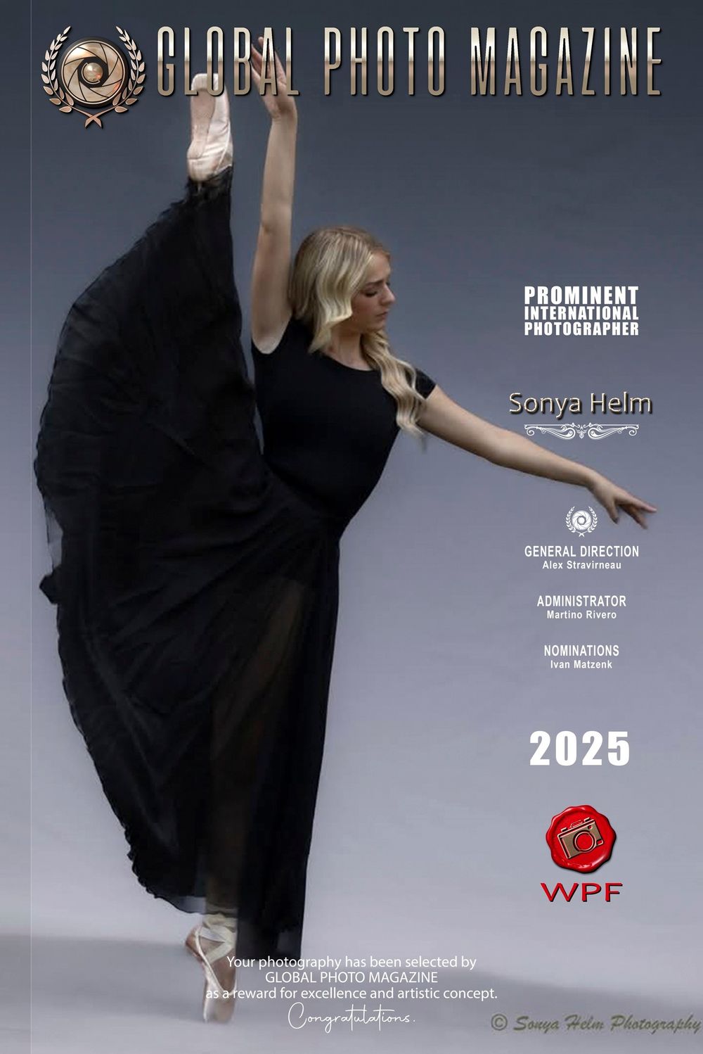 Global Photo Magazine cover featuring artistic dance photography in dramatic lighting.
