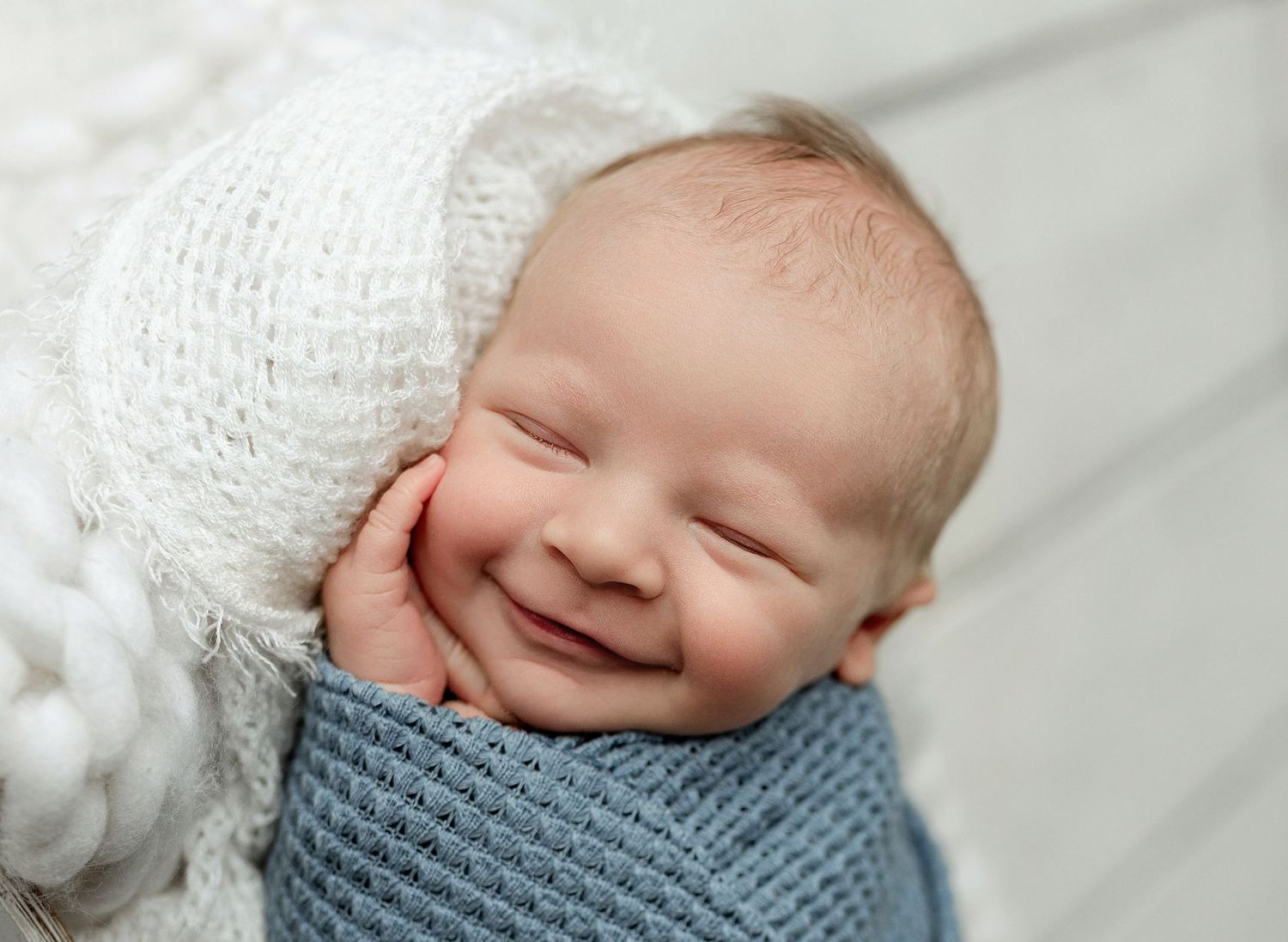 Newborn boy with huge smile. Greenville SC newborn, Easley SC newborn, Upstate Sc newborn, Greenville newborn