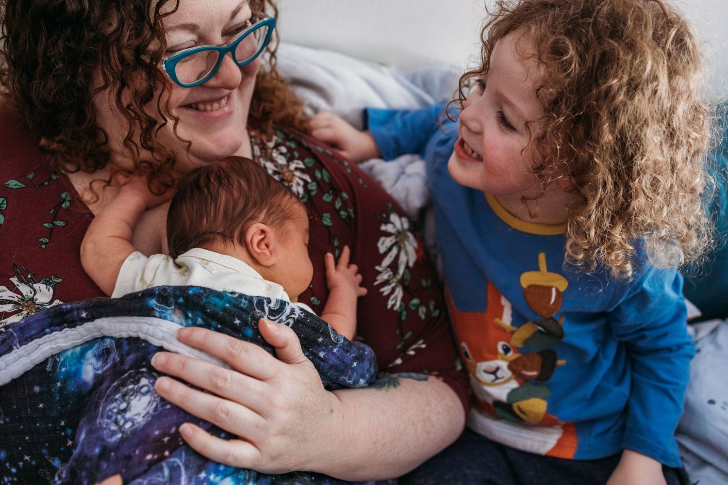 A series of tender moments between parent and child showing affection and playful interaction.