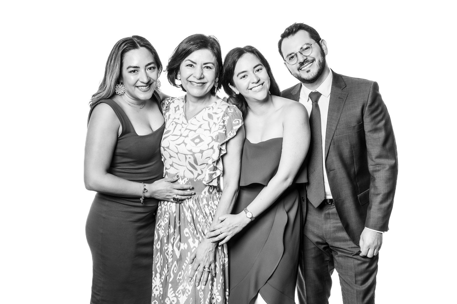 Group portrait series showing wedding party members in formal attire.
