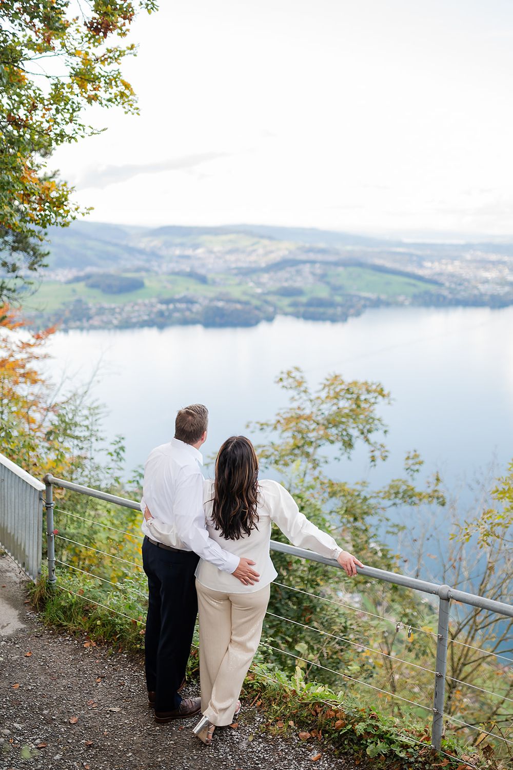 Luxury Swiss wedding at Bürgenstock Resort with mountain and lake backdrop at the Audrey Hepburn Bürgenstock Chapel Intimate Ceremony.