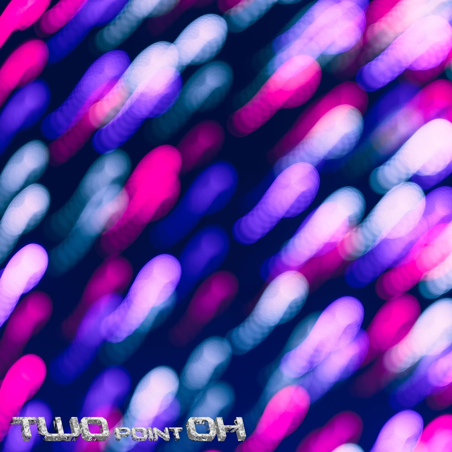 Abstract pattern of pink and purple bokeh lights creating diagonal streaks against dark background.