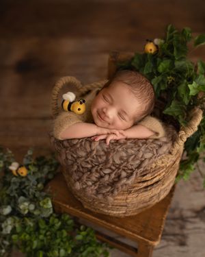 Newborn Baby on basket, Prop, Newborn Baby Photography, East Cork, West Waterford.