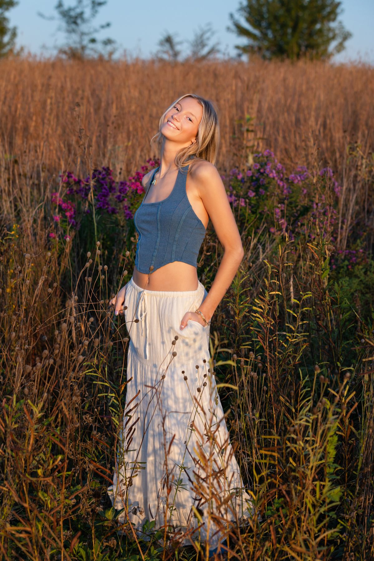 Sioux Falls flower fields for senior portraits, South Dakota flower fields, flowers for senior girl's photo shoot, Sioux Falls Senior Photos