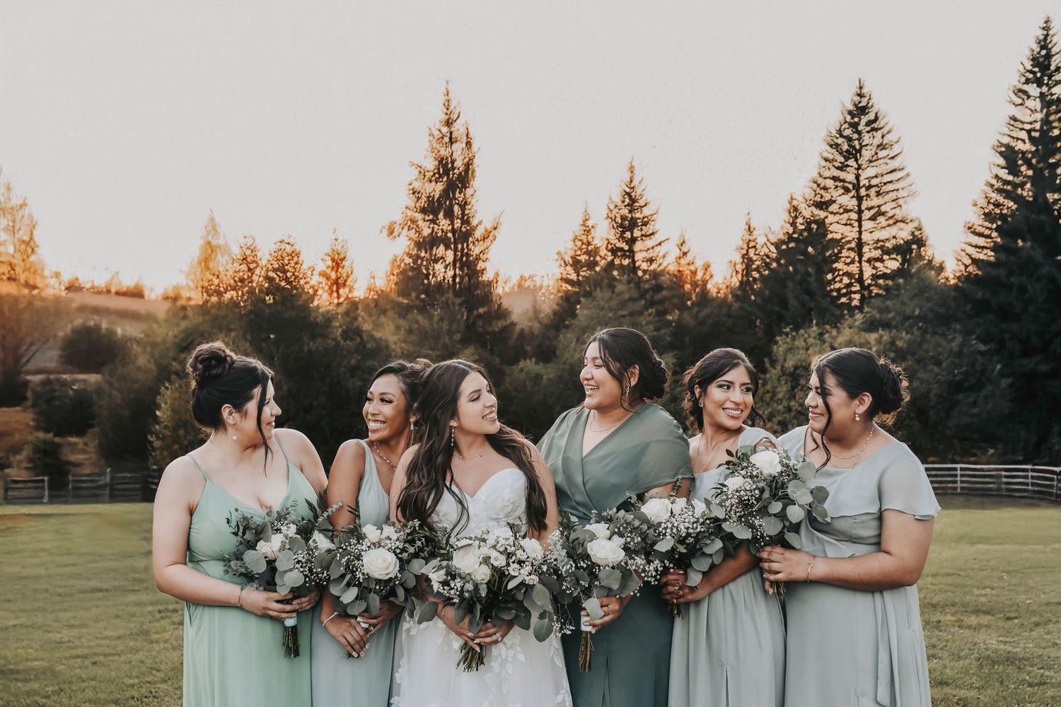 Bridesmaids cheering during wedding celebrations