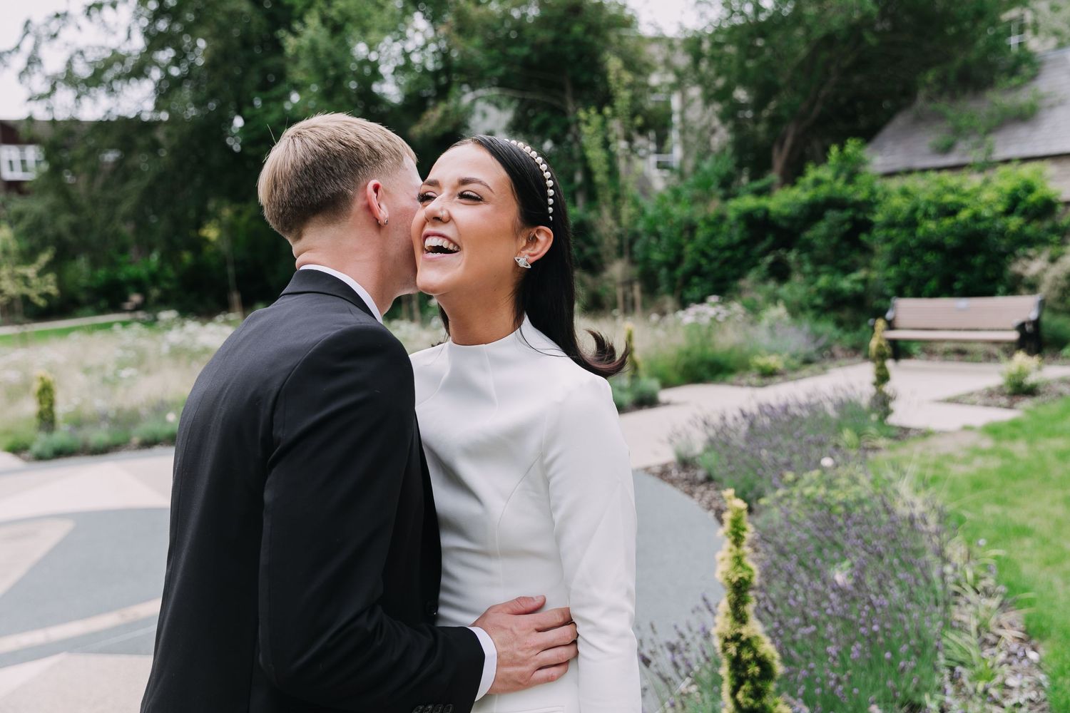Romantic outdoor wedding photos captured in a garden setting with natural greenery.  Photographer. Hull. East Yorkshire. Photography