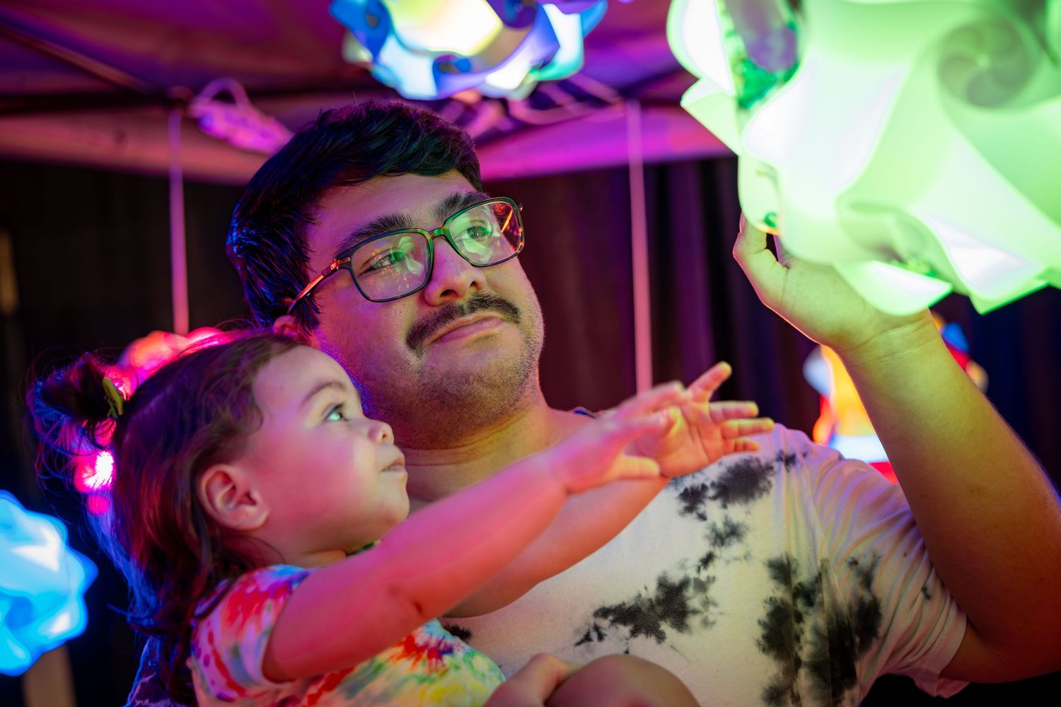 Night lights family photo.
