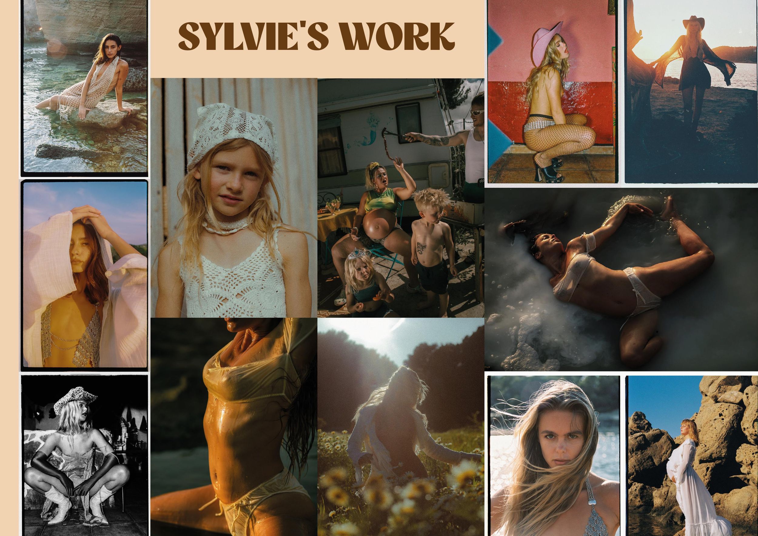A collection of artistic photography portfolio images arranged in a horizontal gallery layout.