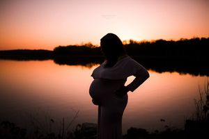 Maternity portrait silhouette at golden hour - Springfield MO Maternity Photographer
