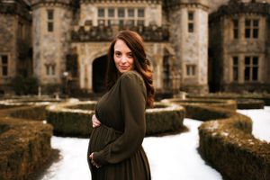 Maternity portrait in front of castle - Springfield Missouri Photographer.