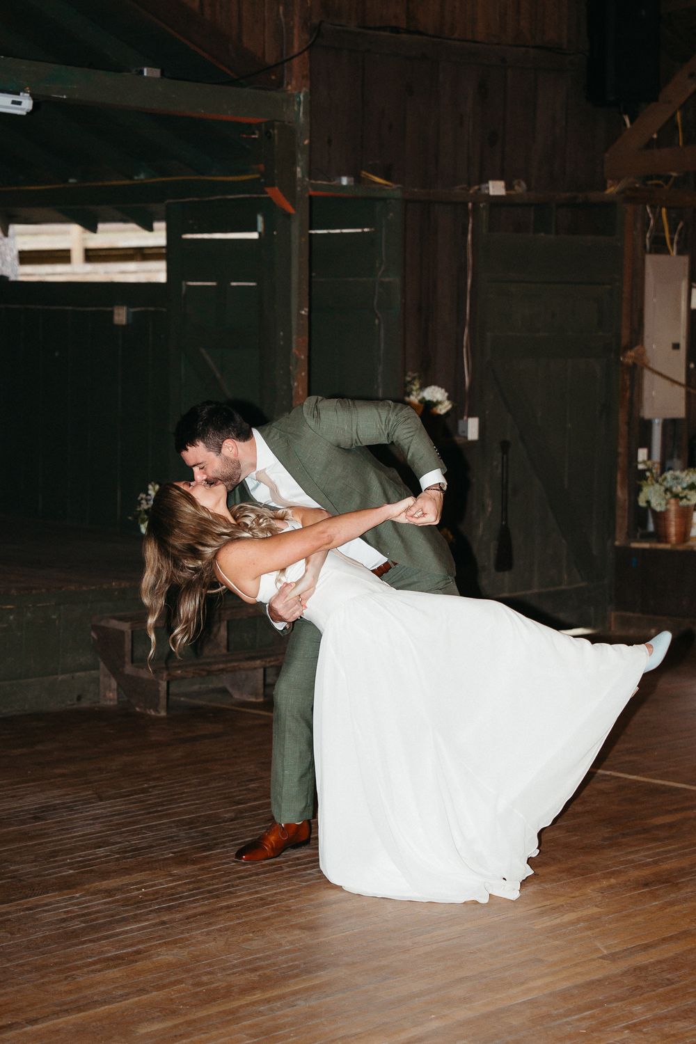 Bride & Groom has their first dance during their wedding reception. Camp Pinnacle located in Hendersonville, NC