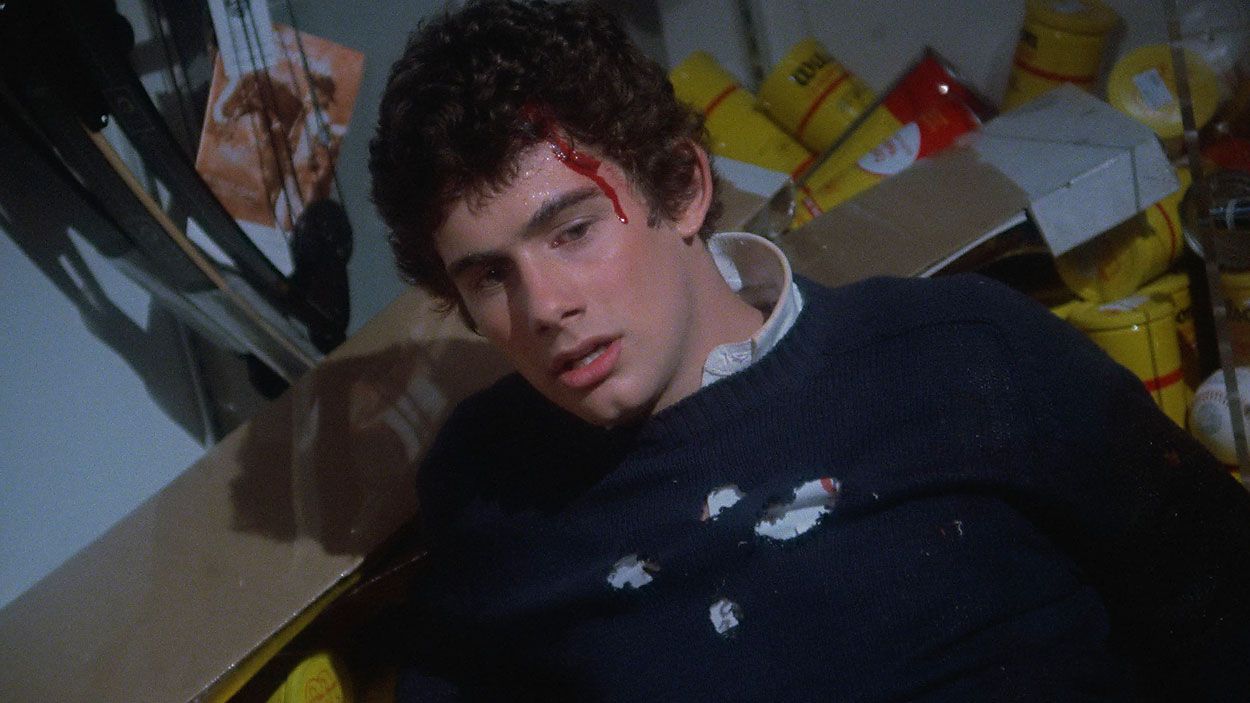 Billy reacts to Stripe emerging with a chainsaw