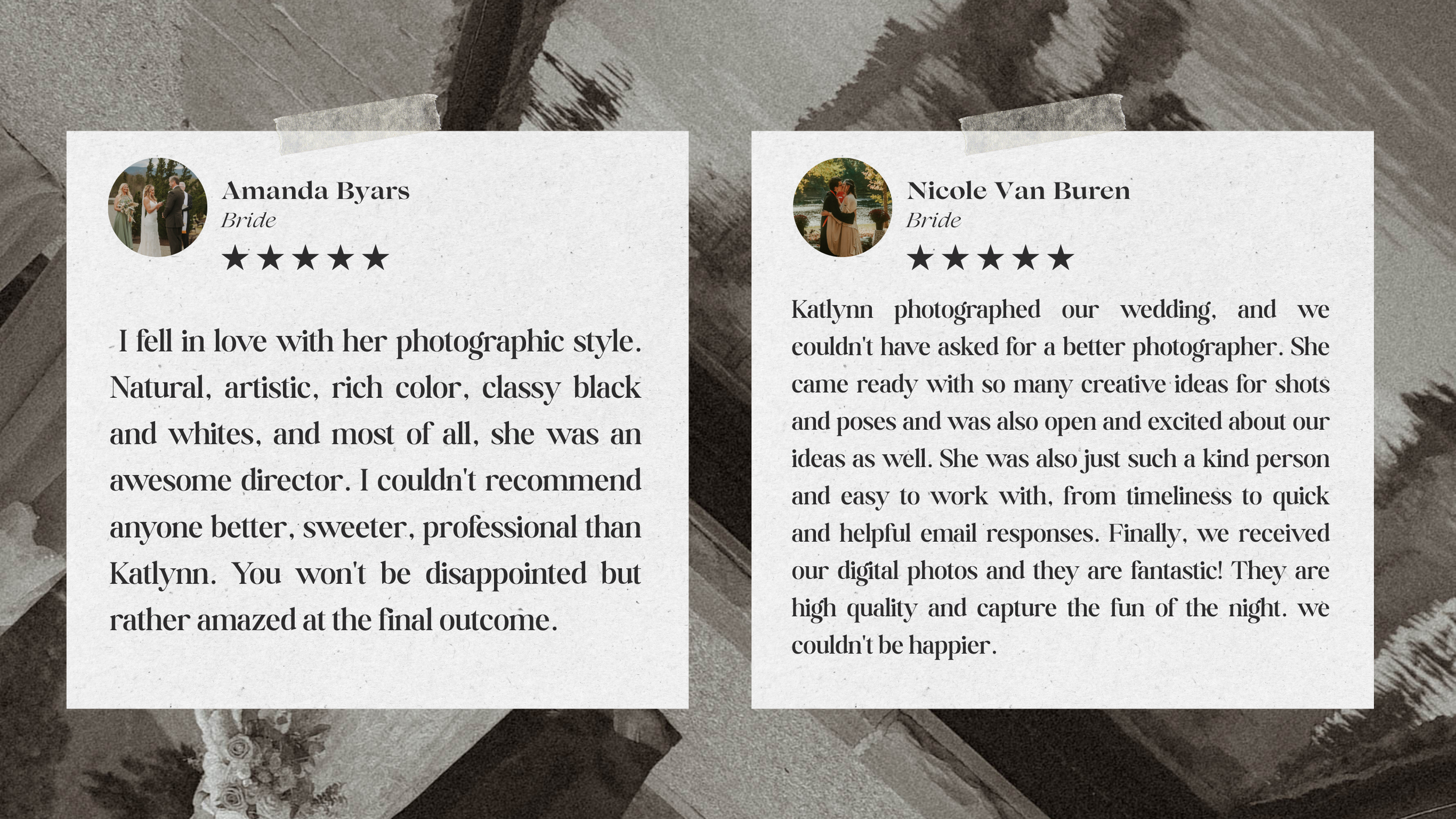 Two social media comments discussing photography style and digital photo editing appear side by side on a gray background.