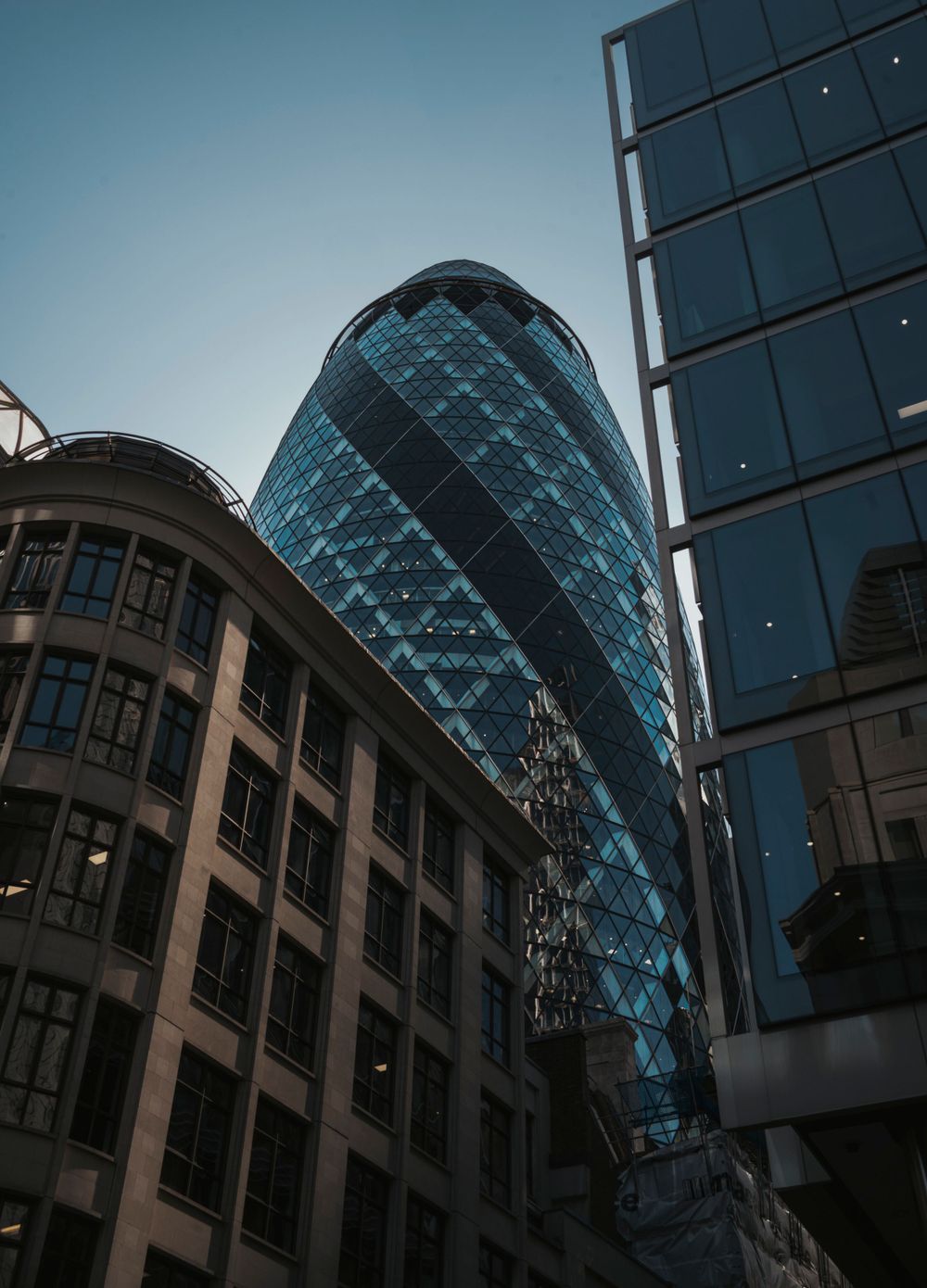 The Gherkin building in London captured from street level by Shayla Bloom Photography