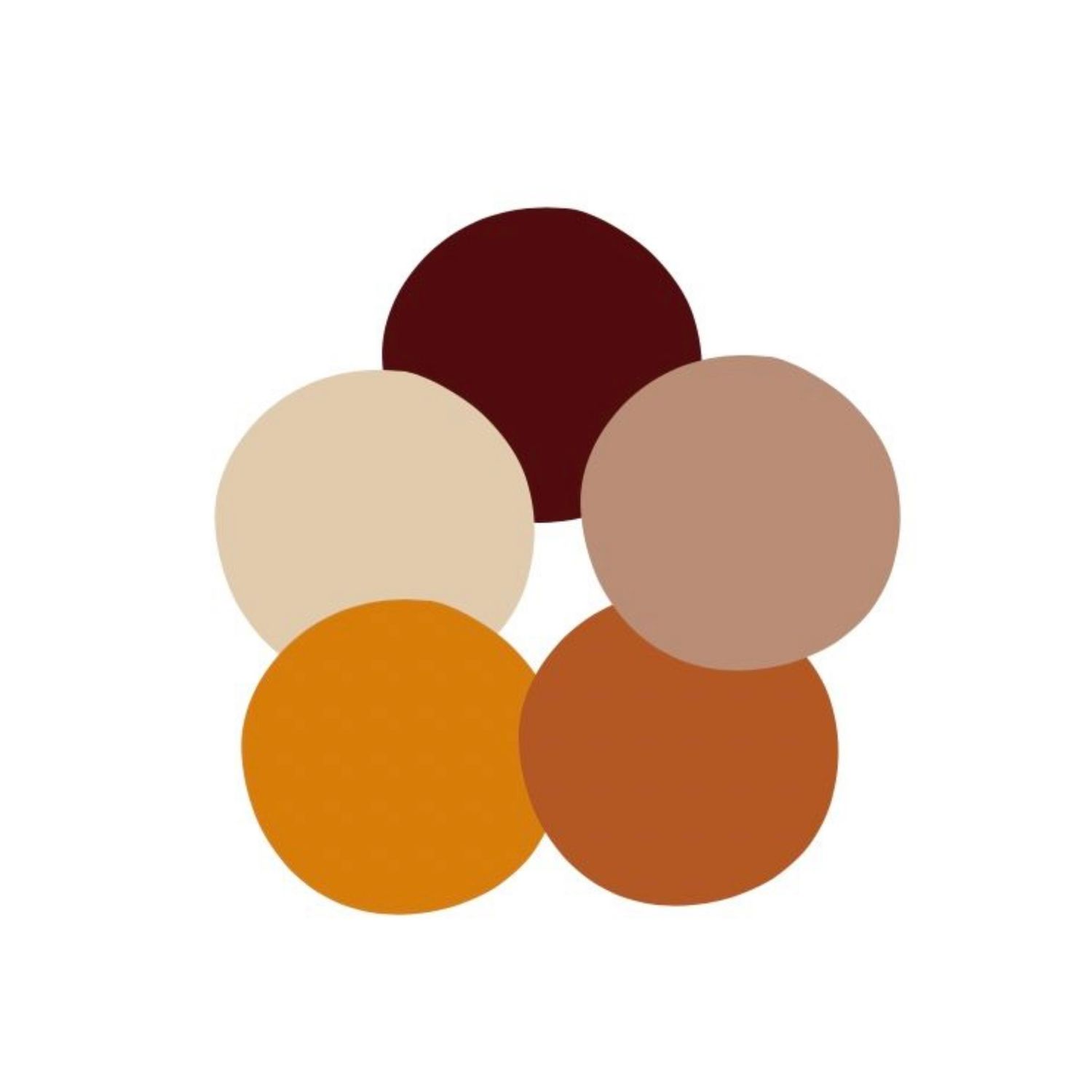 Overlapping circles in warm earth tones of burgundy, beige, tan, golden orange and brown. Desert engagement photo outfit ideas. Style Guide.