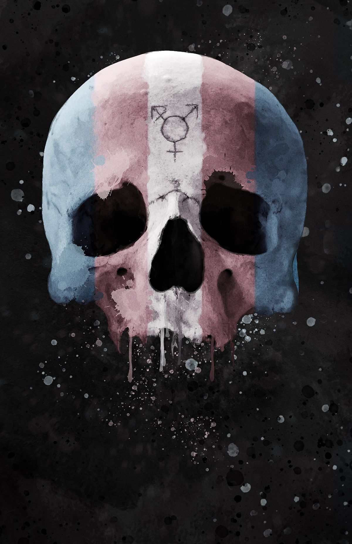 Trans Pride Skull by Ash Moon
