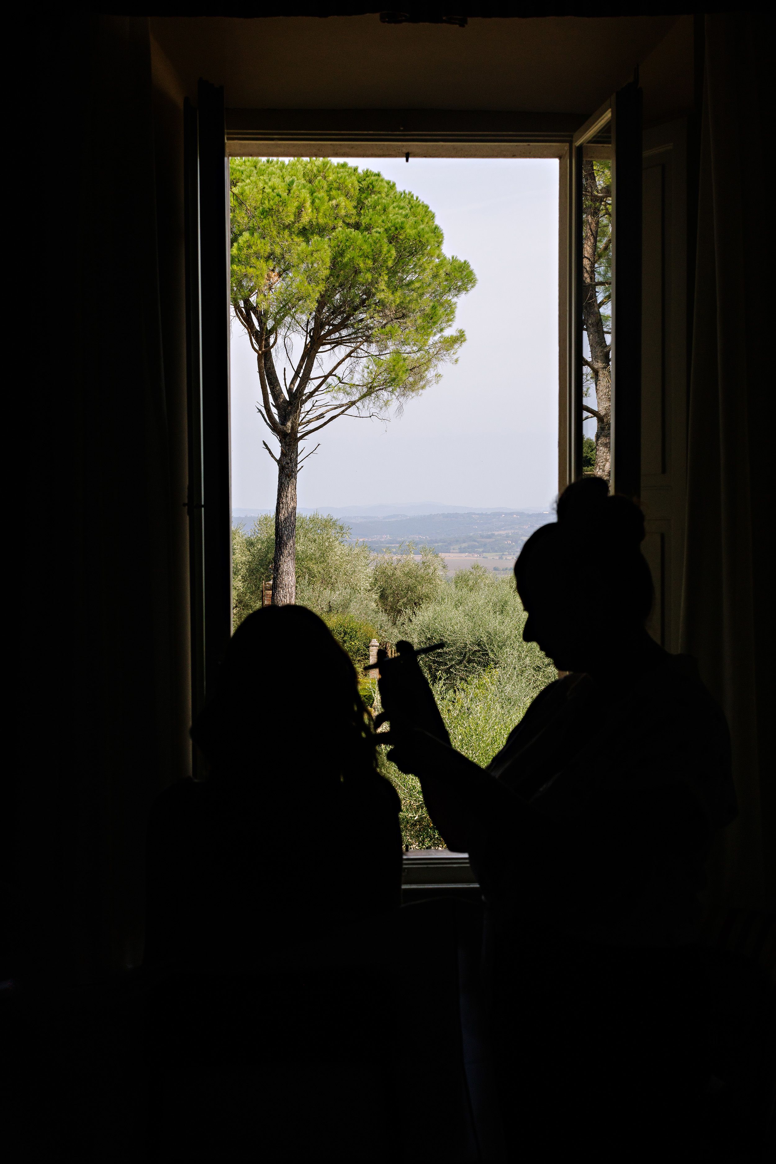 bride getting make-up down in italy