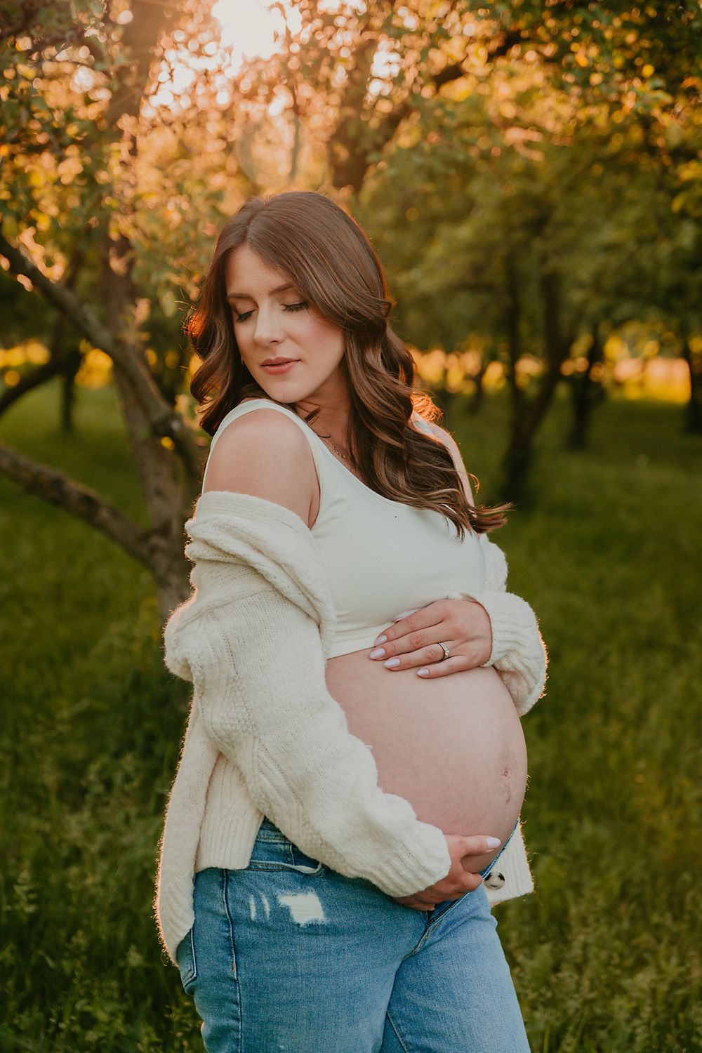 maternity, belly, golden hour, West Michigan