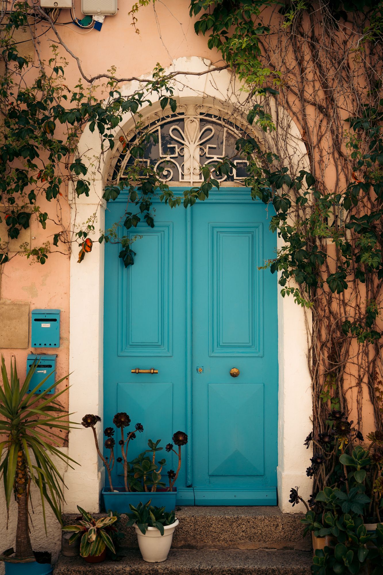 façade et porte bleue île-rousse