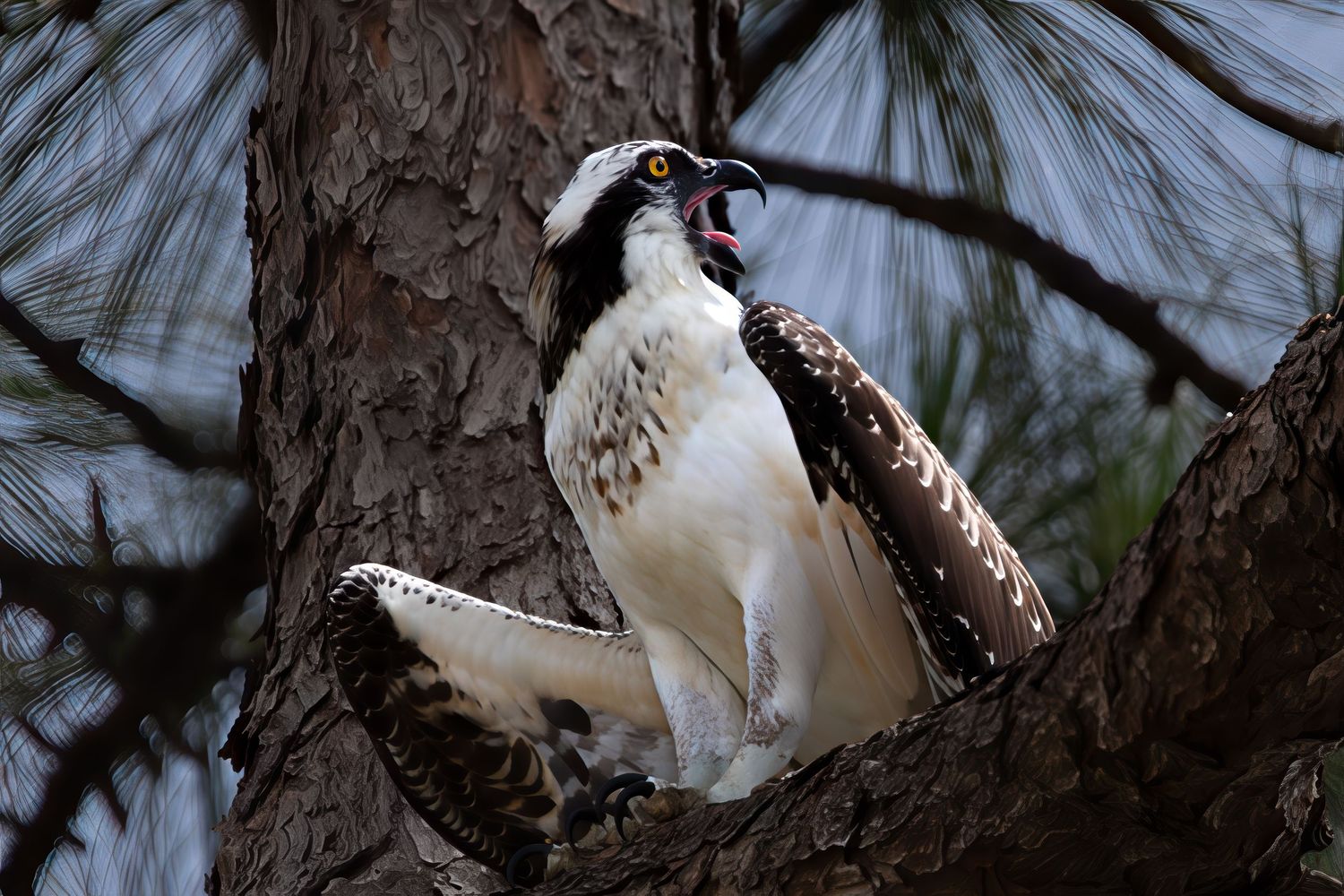Caught mid-rant: this osprey has thoughts, and you're gonna hear them.