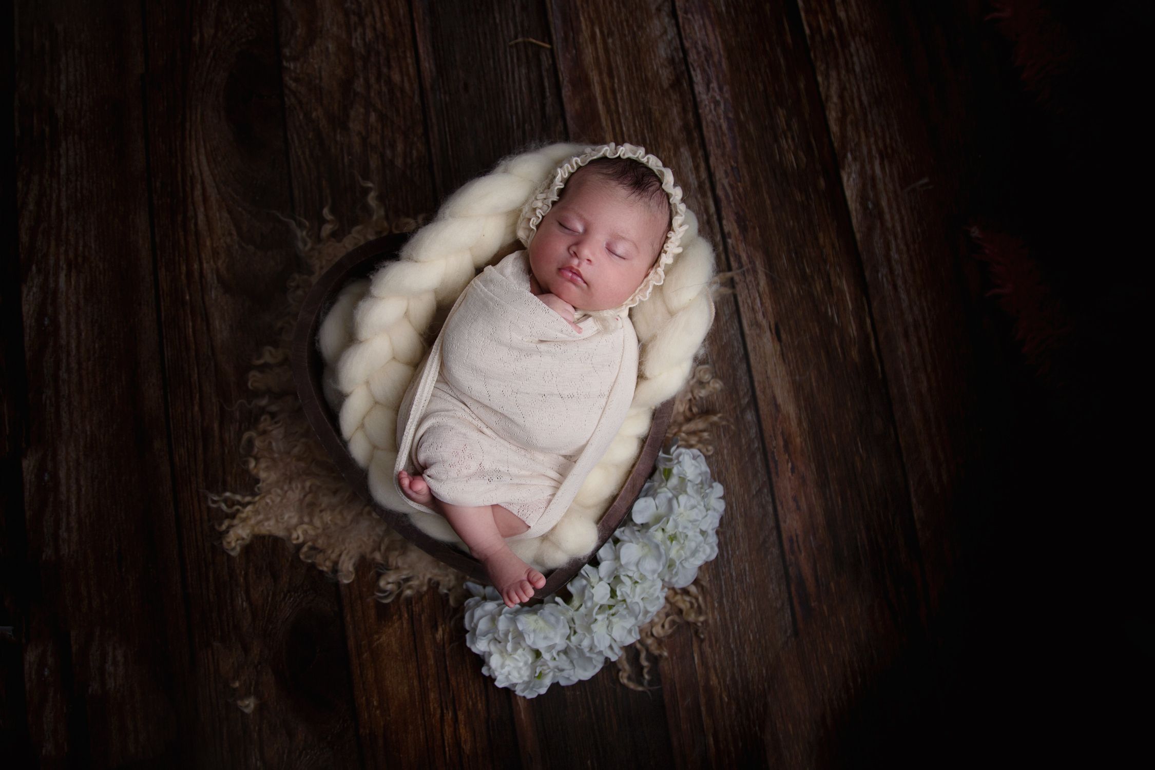 dark wood newborn photoshoot