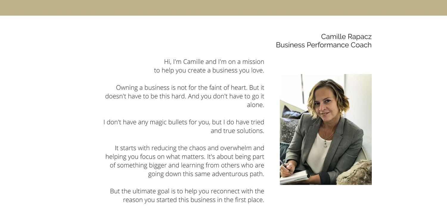 Bellevue, WA business coach Camille Rapacz website and branding photo update headshot about me page before photo