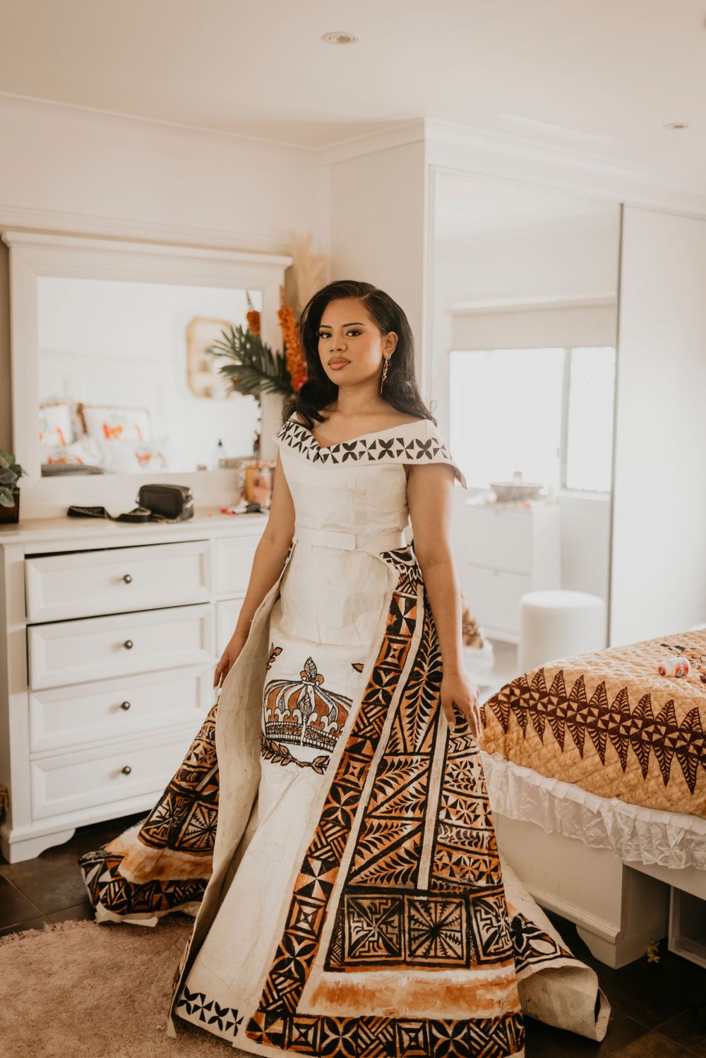 Beautiful Tongan graduate in complete Tongan Cultural attire for her formal
