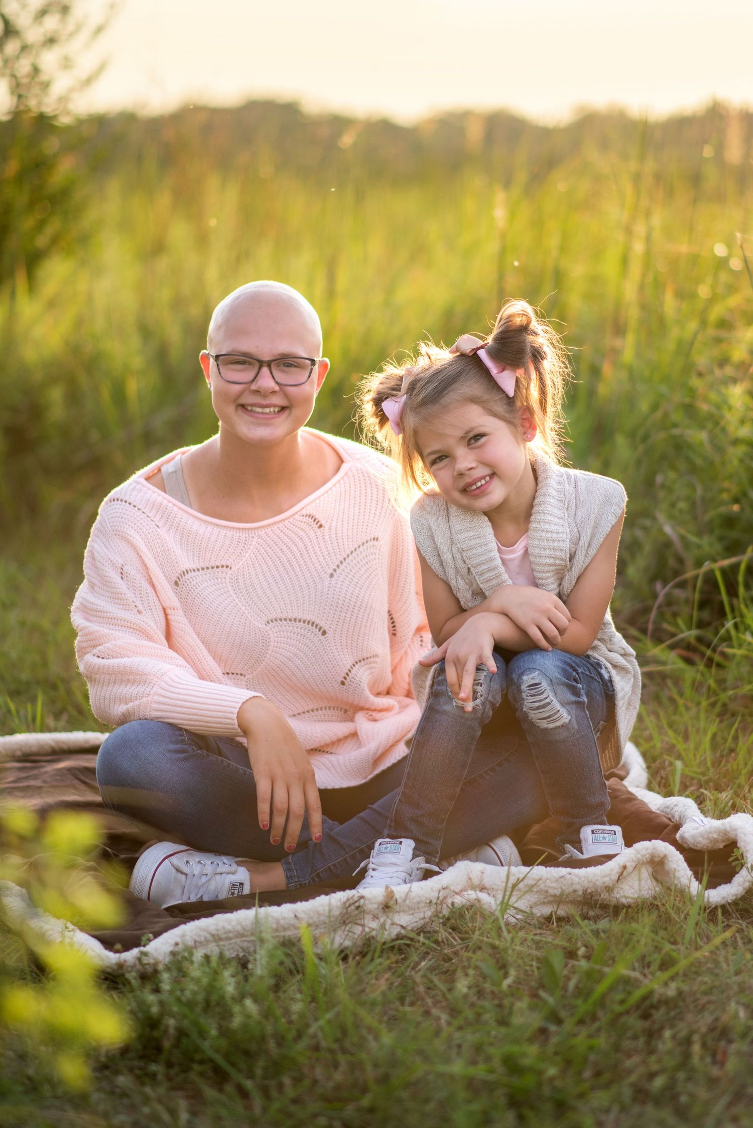 sunset sisters field boho golden hour portrait photo
