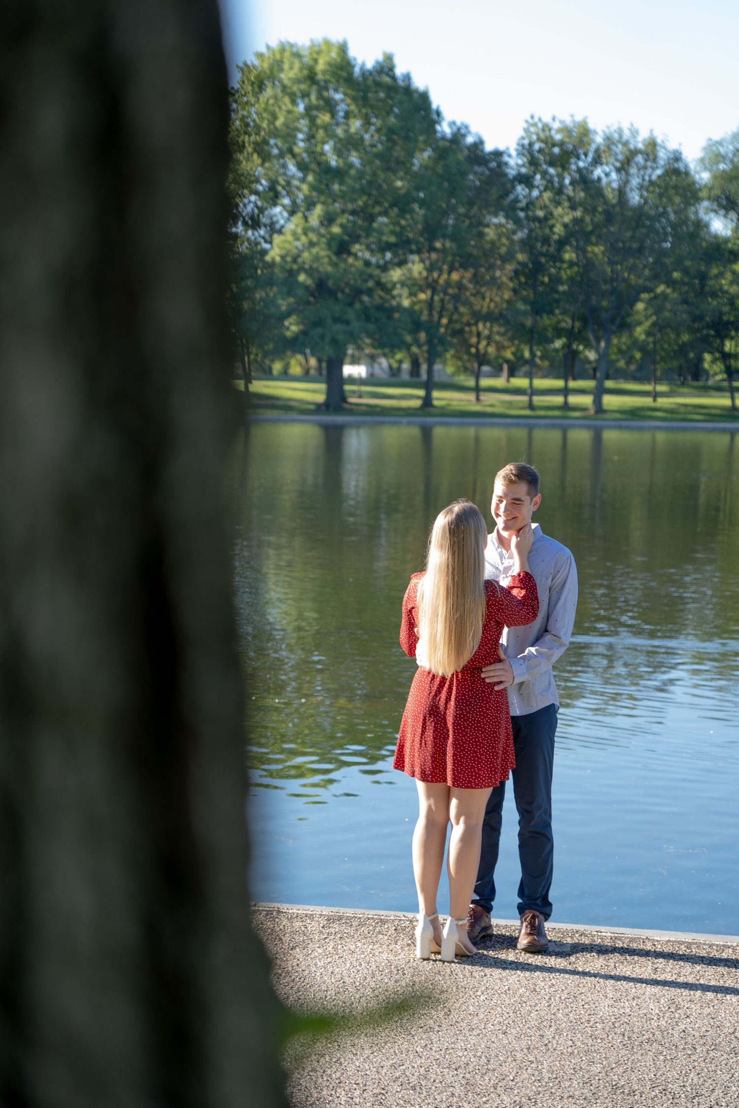 Surprise proposal proposal photoshoot in the  Lincoln Memorial Constitution Gardens