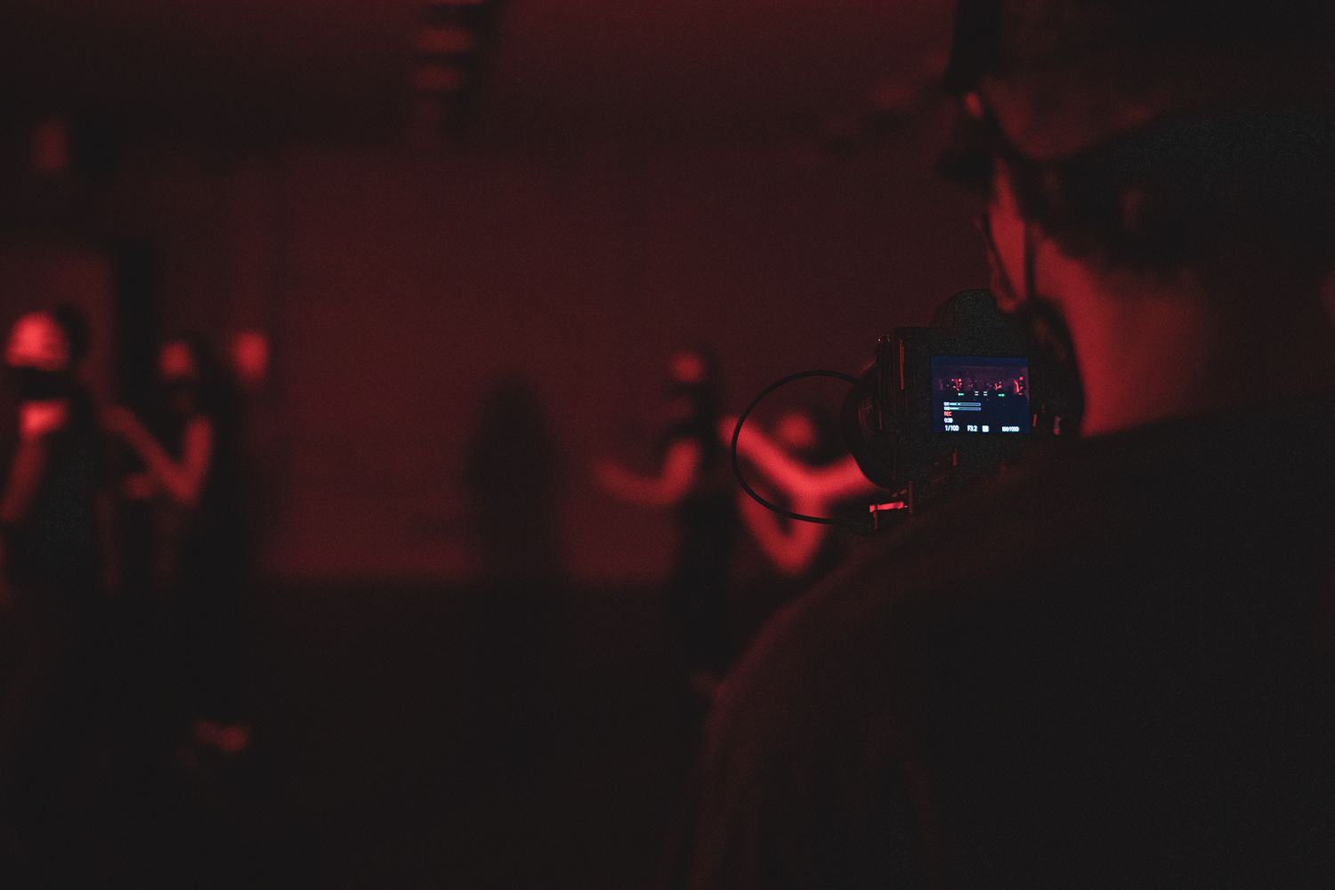 Riley Schutz working on a video project