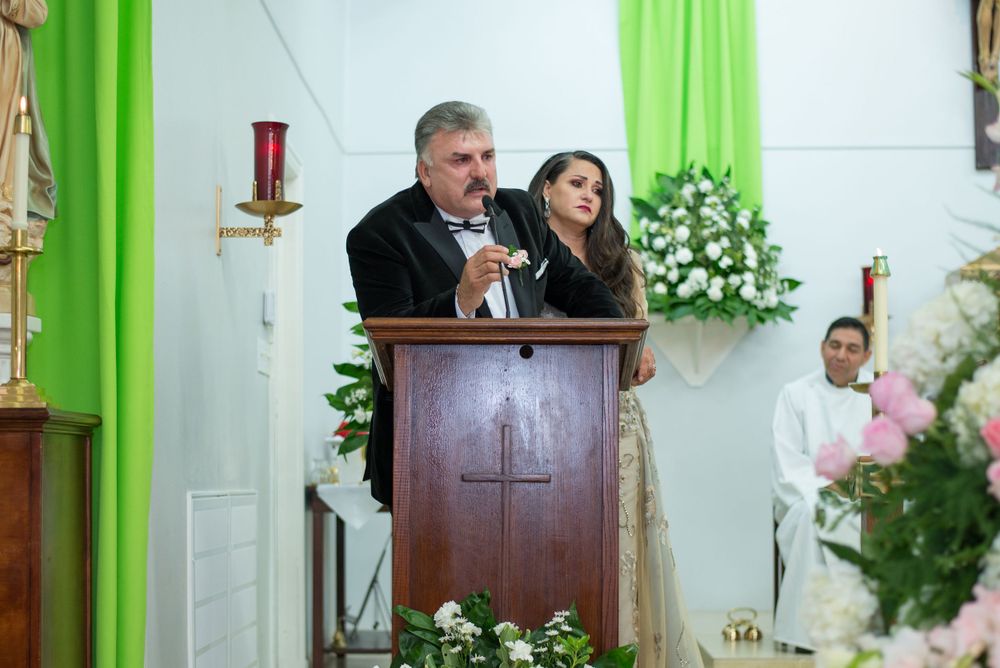 father speech at ceremony. Corinthian Event Center. Mission, Texas. Wedding photography