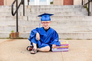 preschool cap and gown session, preschool photos, Kindergarten graduate photo