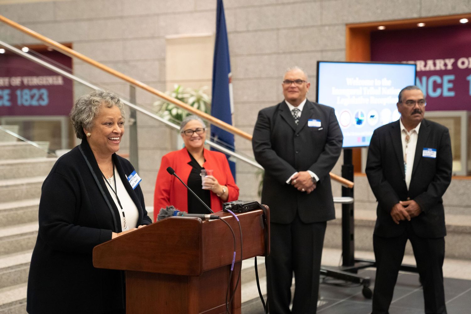 Photograph of tribal leaders durning event at the Richmond Public Library