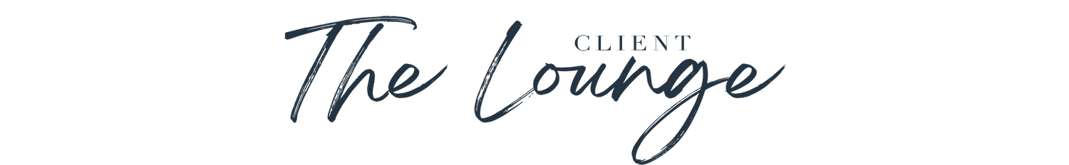 Elegant script text reading 'The Lounge' in black cursive lettering against a white background.