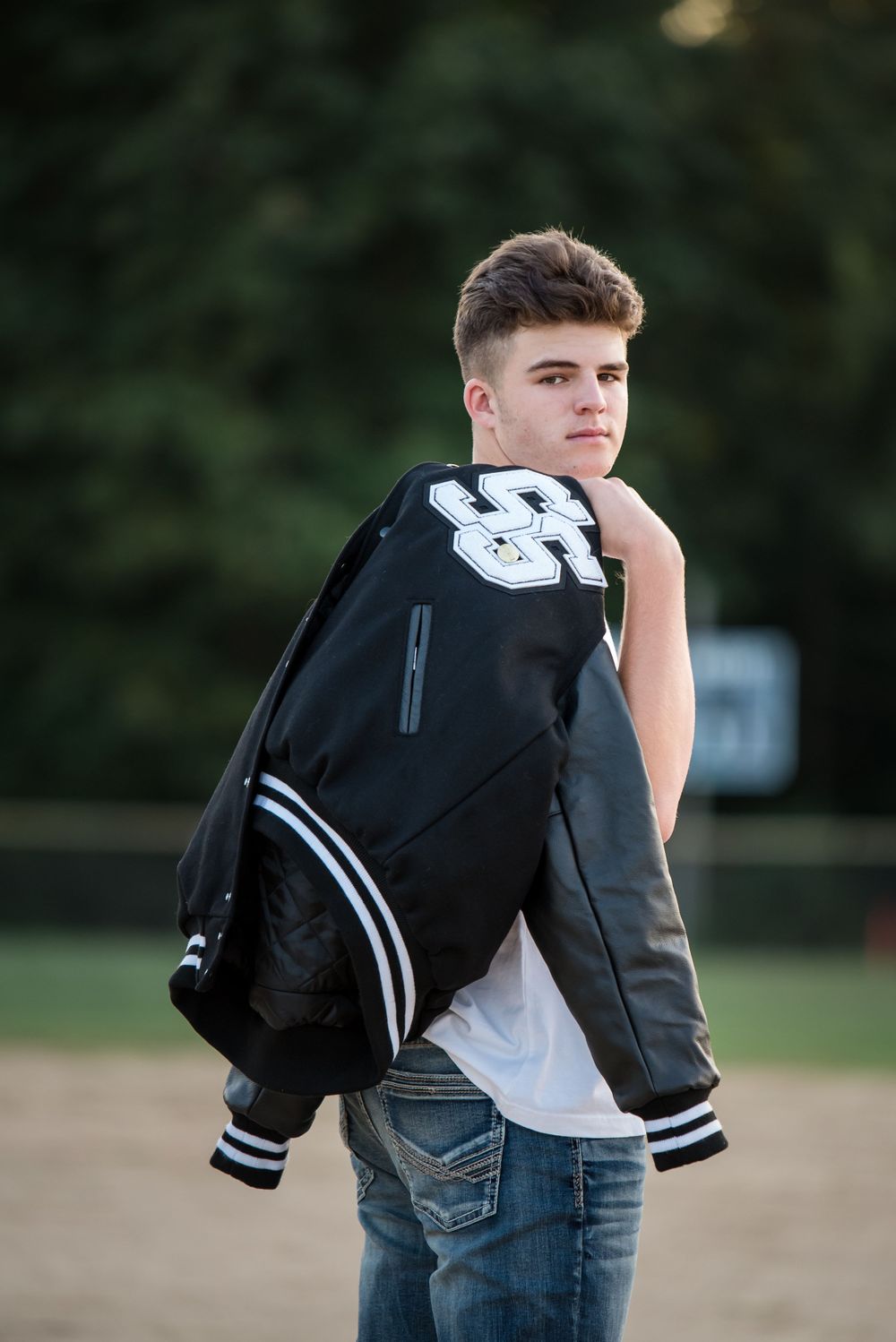 senior boy baseball letterman jacket
