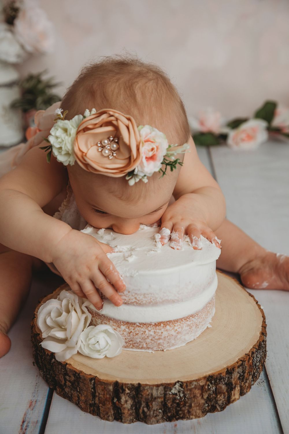 floral birthday cake smash studio photographer studio trained skilled professional NY WNY East Aurora buffalo
