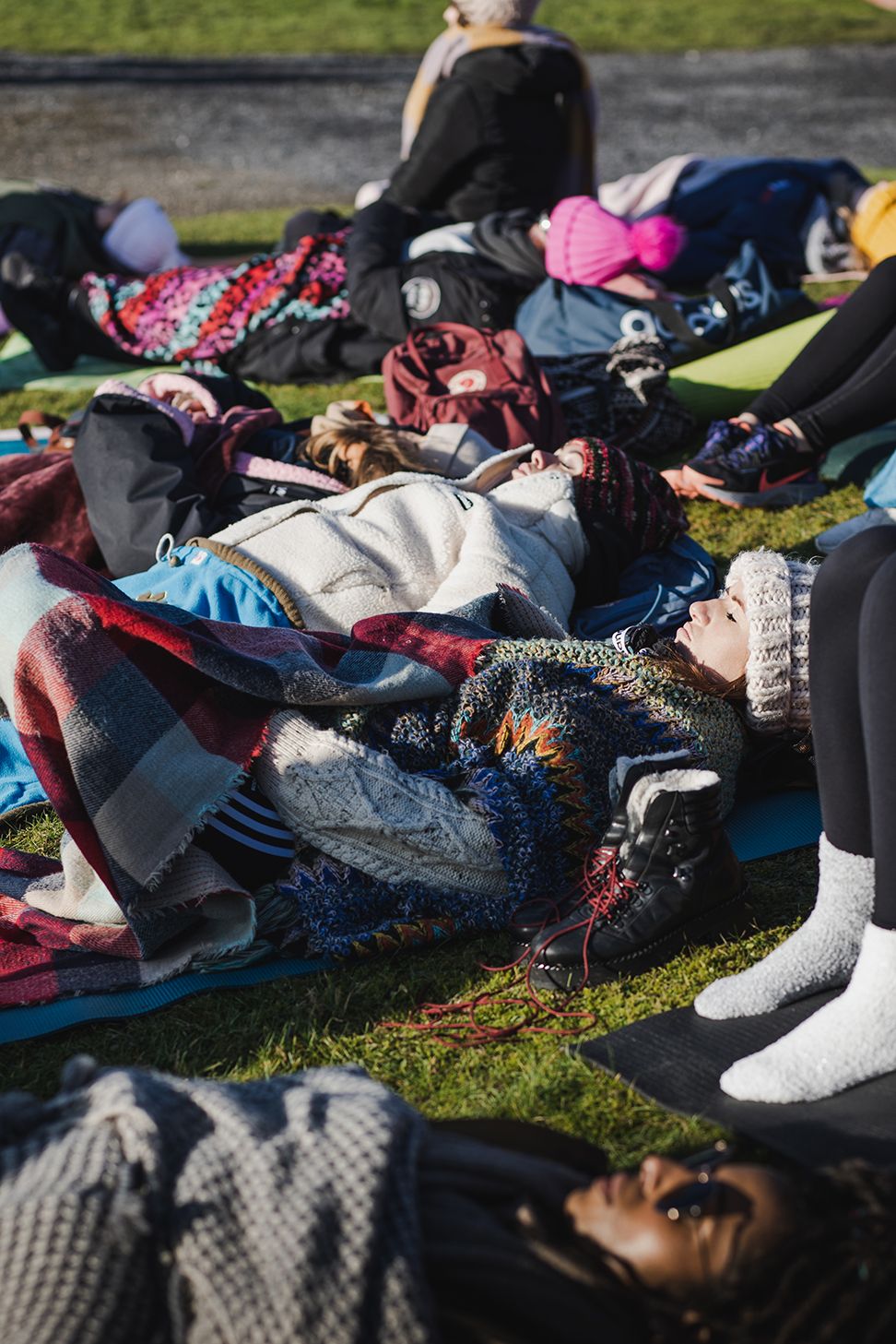 women celebrating Celtic traditions and enjoying breathwork during Festival mna at Dun na Si