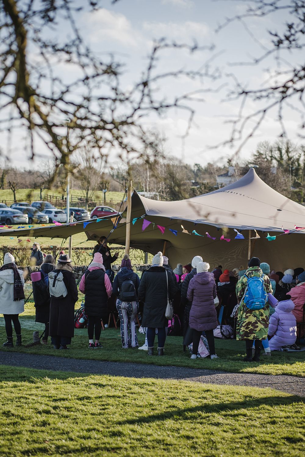 women celebrating Celtic traditions and enjoying breathwork, yoga and other empowering, holistic activities during Festival mna at Dun na Si