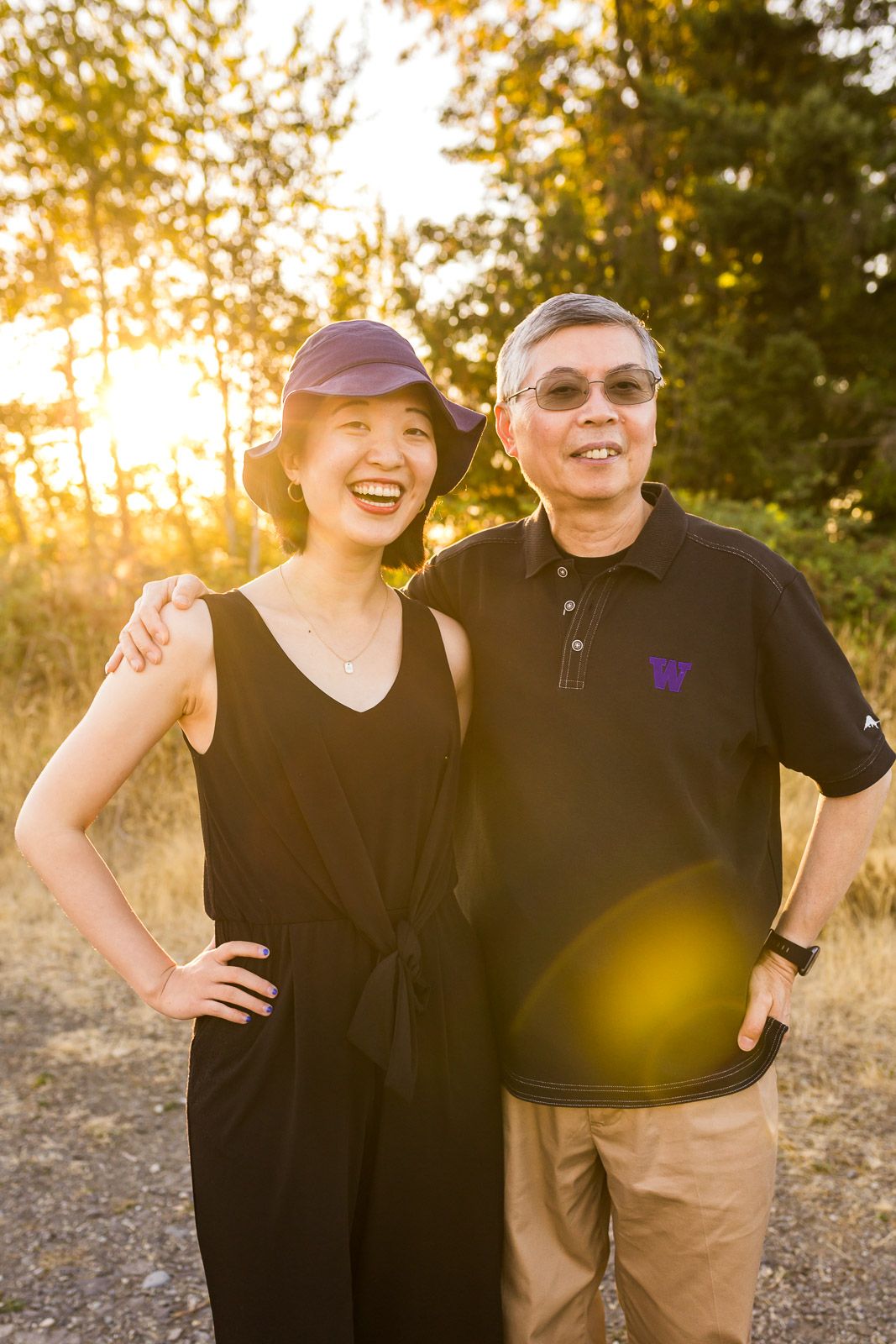 Father daughter portrait at sunset in Issaquah