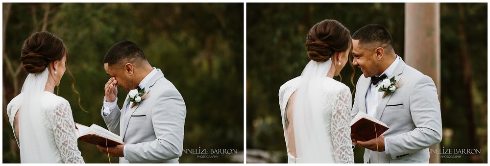groom getting emotional over his vows