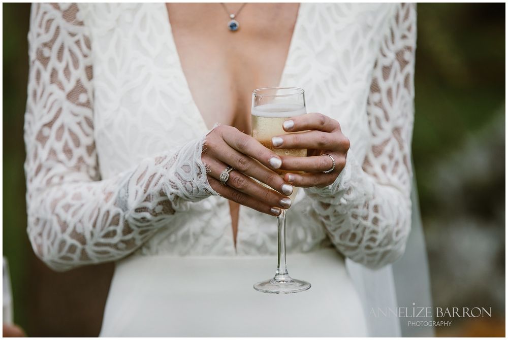 Happs Winery Wedding bride holding her champaigne
