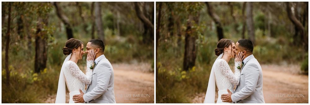 Happs Winery Wedding bride and groom kissing