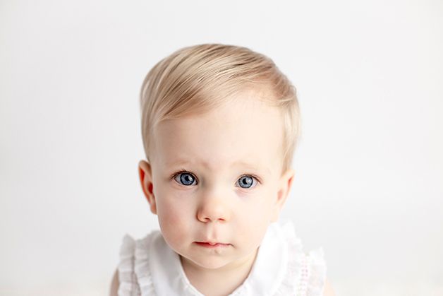 Close up of one year old girl face.