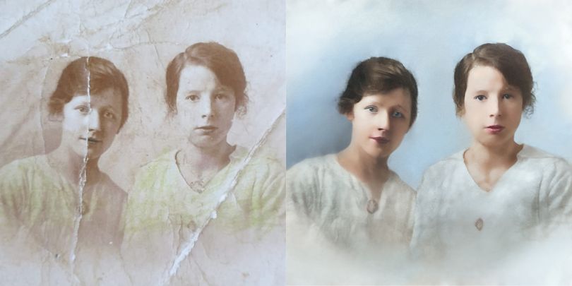 restored image, scratch removal, faded photo revitalized, digital photo restoration, heirloom preserved, historical