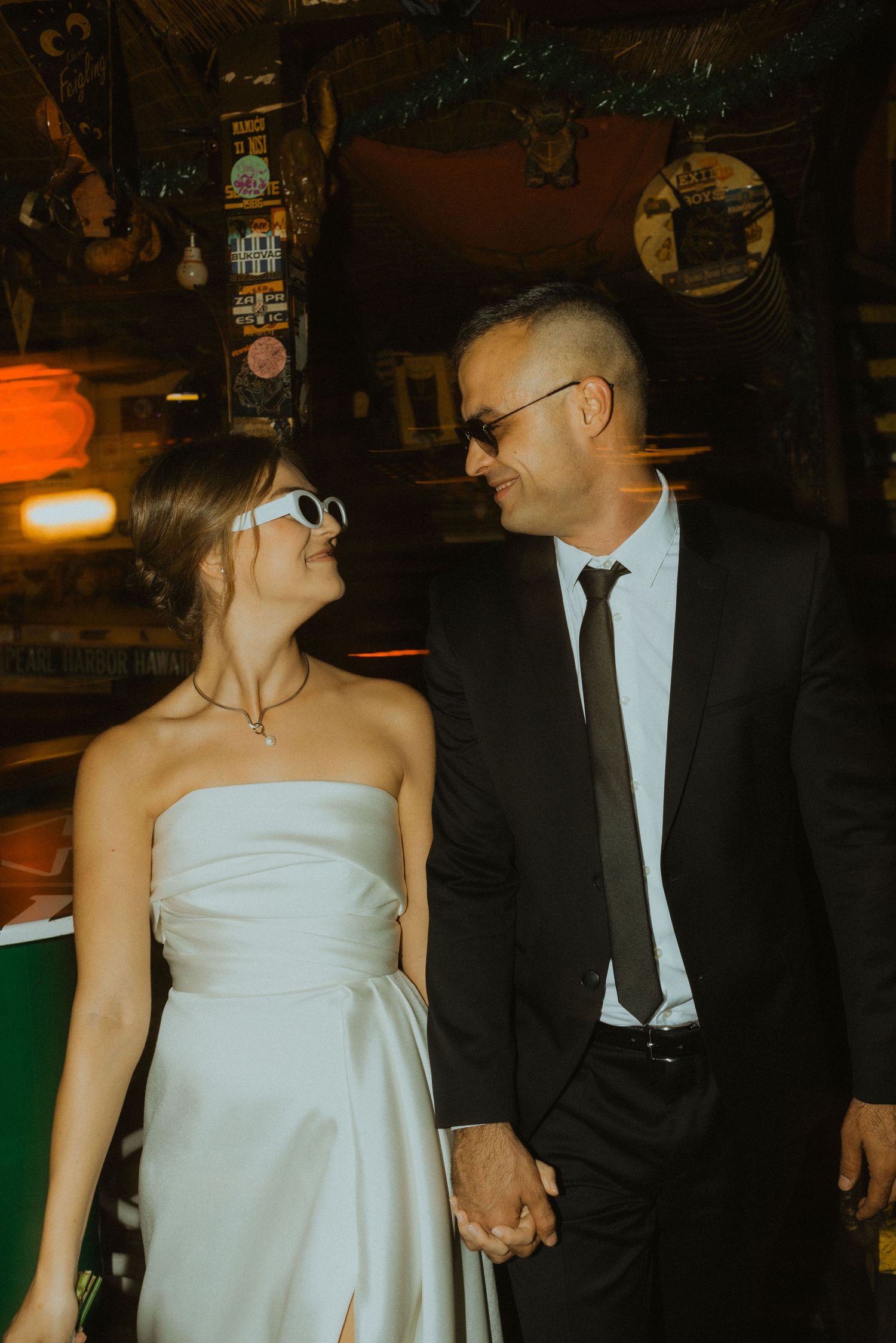 Couple looking at each other