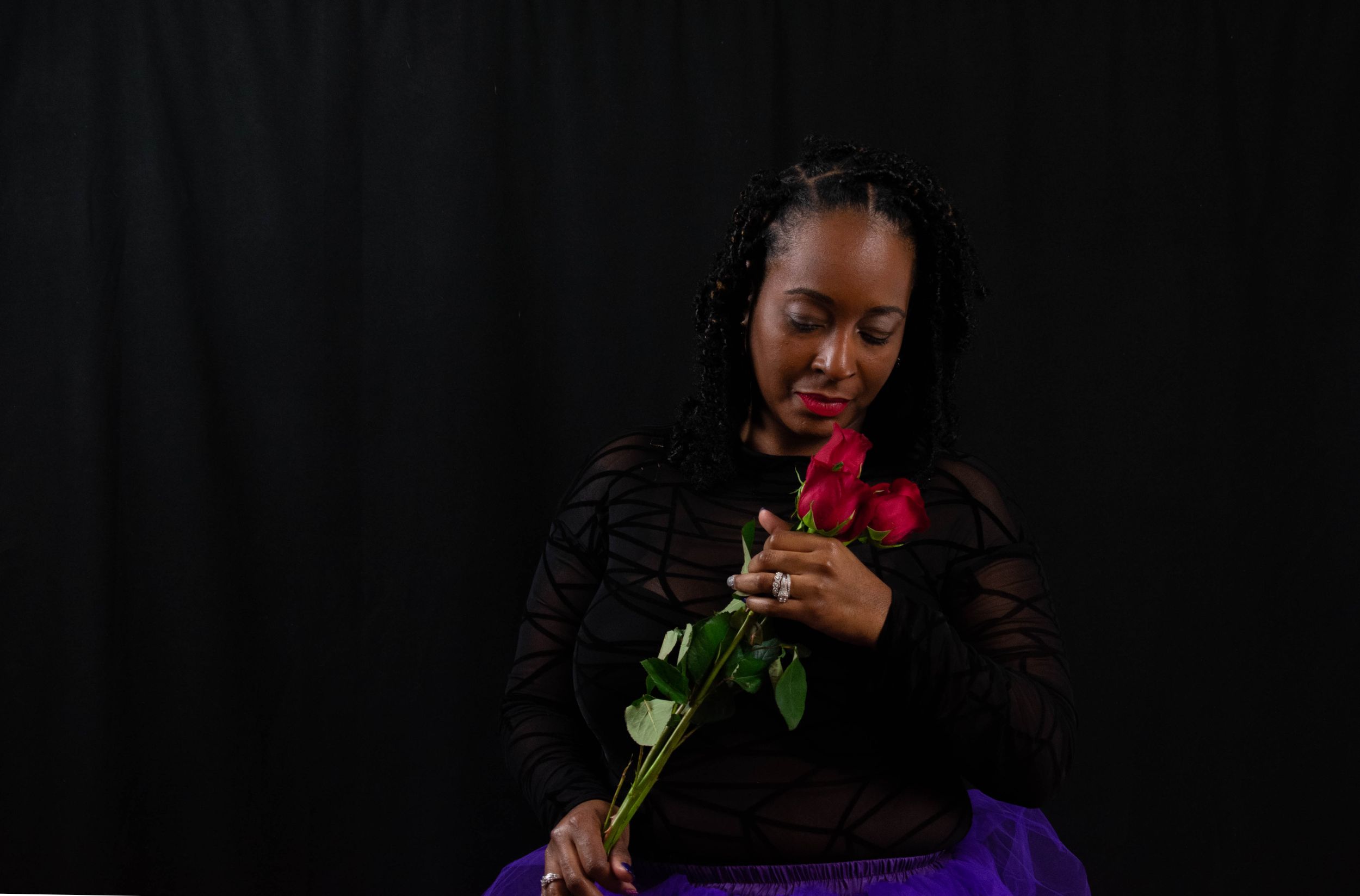 Roses and Black Woman in Portrait