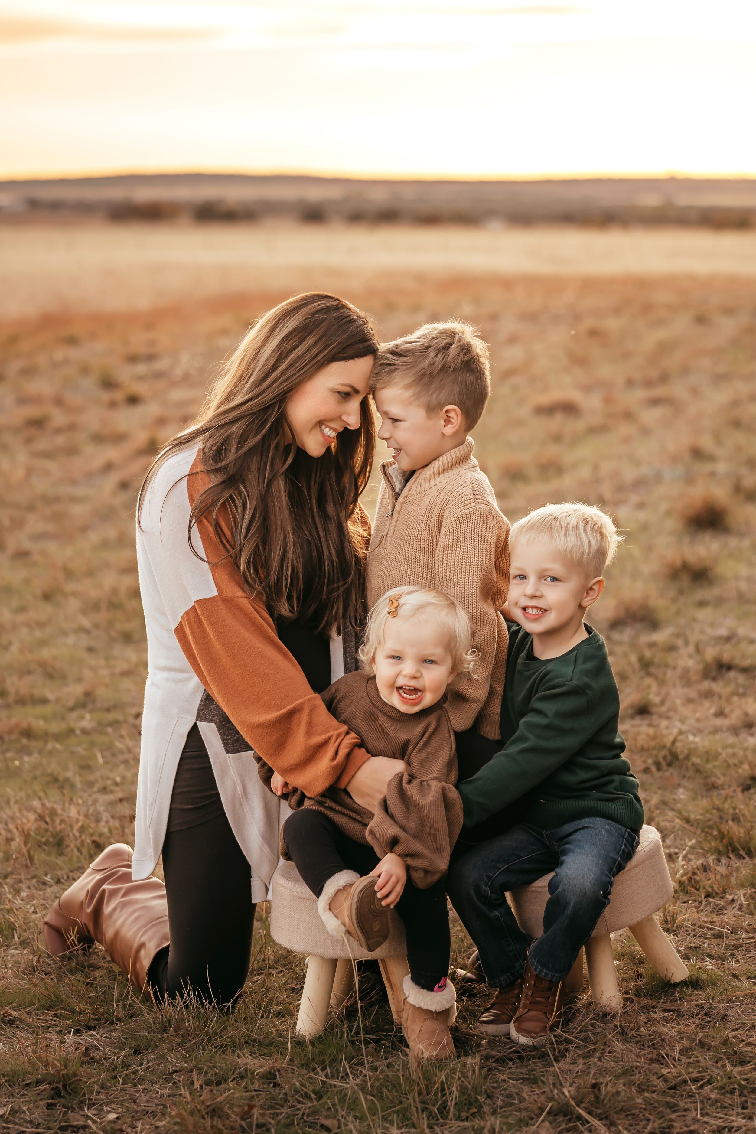 Altus Lawton Medicine Park Quartz Mountain State Park, Family Photoshoot Session, siblings, mother father, fields, Oklahoma sunset